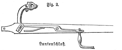 Luntenschloss an einem historischen Gewehr
