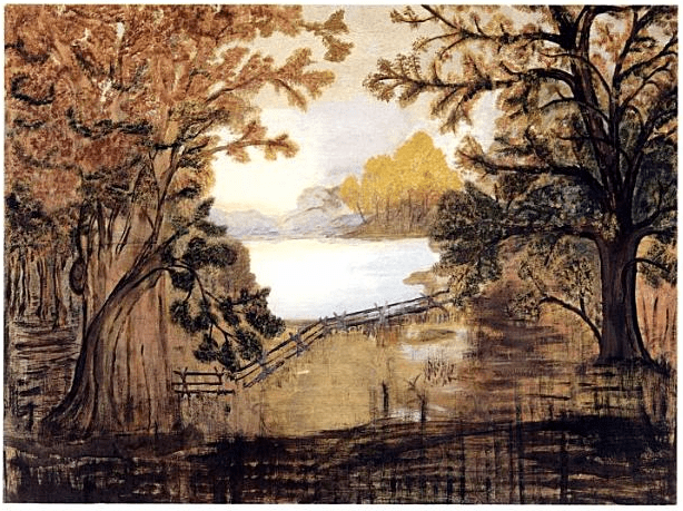 Feuerbrett, gestaltet von Grandma Moses, um 1918